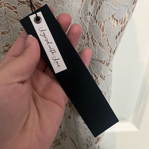 NWT Layered With Love Gray Blue Lace Dress Size Small - Picture 6 of 8